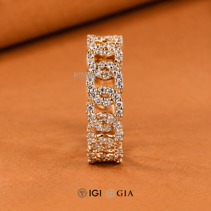 Bague Chaîne Miami Cuban Link, Bague Unisexe avec Diamant de Laboratoire Rond Taillé 1.0 TW, Bague de Mariage Diamantée, Bague de Fiançailles - Product Image 2