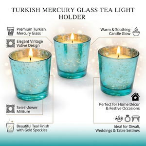 Porte-bougie turc en verre mercure |   Photophore vintage |   Décorations pour fête de mariage |   Décoration de centre de table pour la maison - Product Image 5