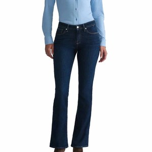 Jean en denim taille haute pour femme, coupe large, délavage foncé, longueur intégrale, style décontracté, couleur unie, 100 % coton, idéal pour l'automne - Product Image 4