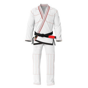 Kimono de BJJ noir avec surpiqûres vertes, vêtements d'arts martiaux pour hommes adultes, coupe régulière, uniforme en polyester à séchage rapide, en stock - Product Image 4