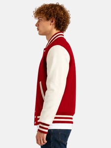 Men's <b>Purple</b> <b>Varsity</b> <b>Jacket</b> Solid Color Button Closure Regular Fit Turn-down Collar Polyester Cotton Lining Autumn Casual Style - Product Image 6