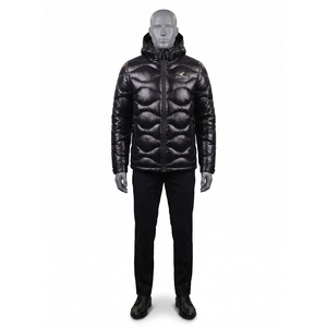 Chaqueta Acolchada con Capucha Brillante para Hombre, Invierno, Casual, Impermeable, Transpirable, Resistente al Viento, Tejido PU, Poliéster/Nailon, Cierre de Cremallera - Product Image 1