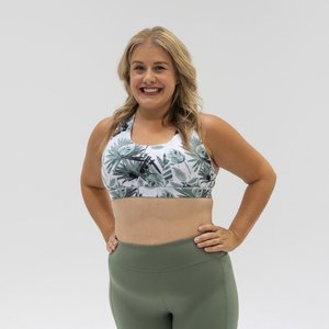 Conjunto Deportivo de Punto para Mujer, Estampado Floral, Top Corto Verde Oliva, Leggings de Cintura Alta, Ropa Deportiva para Primavera/Verano - Product Image 1