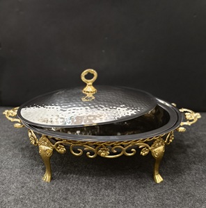2026 Luxury Top Trending Oval Style Chafing Dish With Ornate <b>Legs</b> Hammered Lid High Quality Brass And Stainless Steel Available - Product Image 2