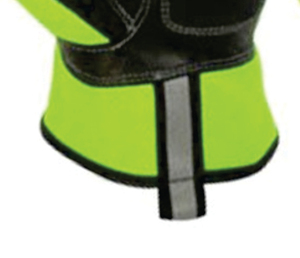 Gants de sécurité haute visibilité, bandes réfléchissantes, vert fluo, cuir noir, antidérapants, doigts texturés, poignets renforcés - Product Image 6