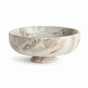 Cuenco de Pedestal de Mármol Natural de Lujo, Hecho a Mano, con Vetas Marrones, Frutero Decorativo para Mesa de Entrada o Centro de Mesa - Product Image 1