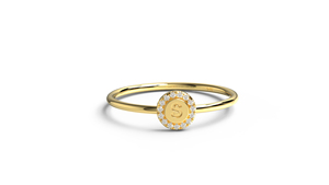 Personalized 18K Gold Plated <b>Initial</b> Letter S <b>Ring</b> Round Diamond Minimalist Dainty Stackable <b>Ring</b> Fine Jewelry Gift for Women - Product Image 1