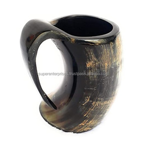 Taza de cuerno rugoso para decoración interior, diseño de Material único con color Natural, tazón para beber - Product Image 6