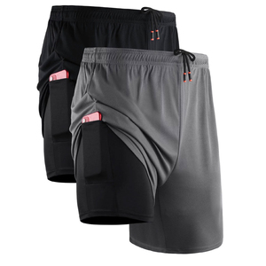 Men's Lightweight Dual Layer Training Running <b>Shorts</b> 2-in-1 Casual Solid Pattern Supportive <b>Compression</b> Liner Plain Dyed Quick - Product Image 3
