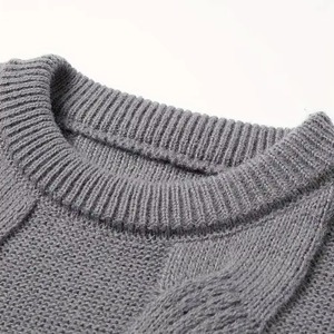 Pull en mélange de coton respirant pour homme, manches longues, doublure en laine tricotée confortable, coupe décontractée, logo frontal, mode quotidienne - Product Image 6