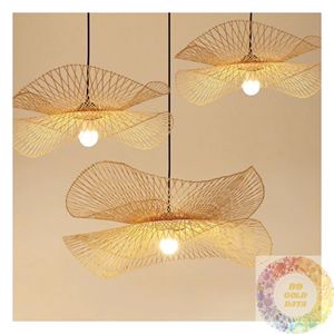 Lampe de plafond artisanale en rotin, luminaire suspendu tissé à la main en fibre naturelle pour chambre, salon, salle à manger, décoration - Product Image 3