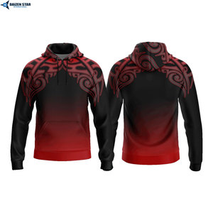 Sweat-shirt à capuche bordeaux pour homme, coupe classique, imprimé, color block, poche, manches raglan, respirant, tricoté, service OEM - Product Image 2