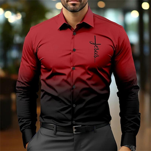 Chemise décontractée pour homme à manches longues, nouveau design élégant, imprimé par transfert thermique, en twill de polyester et coton, chemise personnalisée - Product Image 6