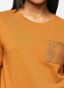 Camiseta de Verano Casual de Manga Corta para Mujer, Cuello Redondo, Mezcla de Lino y Algodón, Transpirable, con Bordado Plano, Proveedor de Exportación - Product Image 4