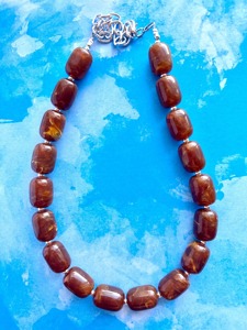 New Natural <b>Resin</b> Handmade Geometric Beaded Necklace Custom Unisex Jewelry Earthy Tone Fashion Gift - Product Image 2