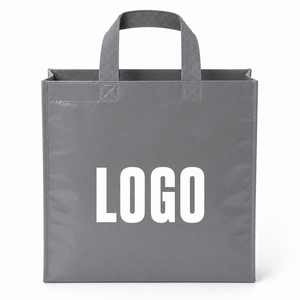 Sac fourre-tout en tissu non tissé gris, grande taille, avec poignée en corde et impression de logo, pour le transport de vin - Product Image 5