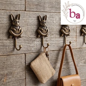 Ba Porte-manteau mural en métal, design lapin vintage fait main, motif animal de dessin animé, crochet simple, tolérance de précision, crochets et rails - Product Image 2