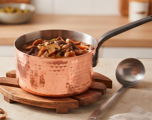 Rose Gold Copper Utensils With Lid And Hammered Design With Metal Handle For Kitchen Hotel Restaurant And Home Use - Product Image 5