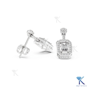 ต่างหูเพชรแล็บโกรว์ทรงเอ็มเมอรัลด์แบบแปดเหลี่ยมประดับด้วยโอลา 18K ทองคำแท้ เครื่องประดับผู้หญิงสุดหรูทันสมัย ของขวัญวันครบรอบแต่งงาน - Product Image 3