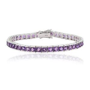 Classic Design 925 Sterling Silver Round Cut Natural <b>Amethyst</b> Gemstone Channel Set Tennis <b>Bracelet</b> For Women's - Product Image 1