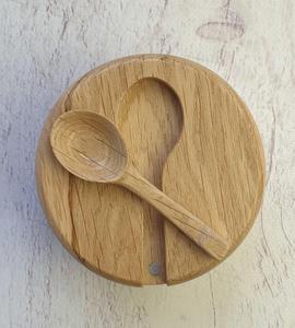 Salière en bois d'acacia massif, écologique, résistante au lave-vaisselle, étanche, avec couvercle rotatif, élégante, pour organiser les épices sur le comptoir de cuisine - Product Image 5
