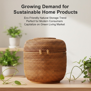 ตะกร้าเก็บของหวายธรรมชาติทรงกลมแบบยืดหยุ่น ทำด้วยมือ เป็นมิตรกับสิ่งแวดล้อม สำหรับตกแต่งบ้าน ซักผ้า ห้องนั่งเล่น ขายส่ง - Product Image 3