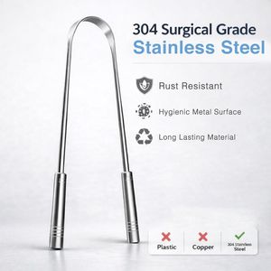 Grattoir à langue en acier inoxydable durable en forme de U, outil de nettoyage de la langue réutilisable pour une haleine fraîche, soin buccal quotidien, nettoyeur de langue - Product Image 4