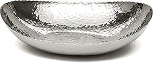 Hammered Metal Jewelry Tray Decorative Bowl Silver Finish <b>Wood</b> <b>Cabinet</b> Top Display bulk wholesale supplier - Product Image 5