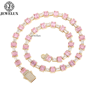 Luxury Iced Luxury Moissanite <b>Statement</b> <b>Necklace</b> 18K Gold Filled Emerald Cut Geometric Link Chain Women's Party Jewelry For Sale - Product Image 1