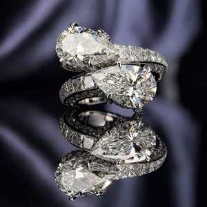 Nouvelle bague de fiançailles en argent 925 de Redleaf, 5 carats, couleur D VVS1, certifiée IGI, diamant de laboratoire CVD taille poire, style hip-hop - Product Image 3