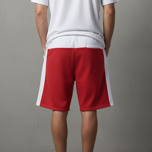 Fashionable 100% Cotton 2 Tone Men's Gym Shorts High Street Style Side Pockets Boxy Fit Breathable <b>Elastic</b> Waist sweat shorts - Product Image 5