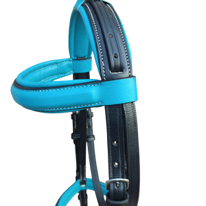 Têtière en cuir turquoise avec sangles noires et boucles réglables, pièce de bridon équestre, têtière en cuir noir - Product Image 3