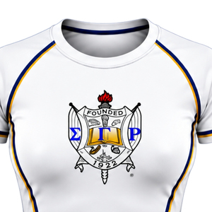 T-shirt de compression personnalisé SGRHO pour femmes, Sigma Gamma Rho, sororité grecque, athlétique, extensible, fitness, entraînement, manches courtes - Product Image 3