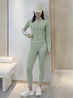 Ensemble de survêtement 2 pièces respirant et ajusté pour femme, avec veste zippée à col montant et leggings taille haute, grandes tailles