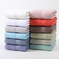 Solid Color Cotton Towel Set Rectangular Plain Dyed Home Use Skin-Friendly Bath/ Hand Towels Low MOQ