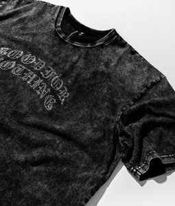 T-shirt à manches courtes en coton 100% de haute qualité, lavé à l'acide, avec logo personnalisé en strass, respirant, coupe classique - Product Image 2