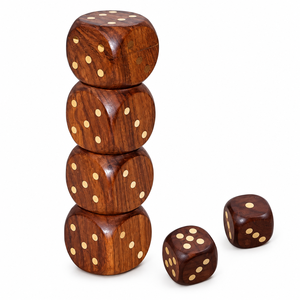 Boîte de rangement vintage en bois pour dés avec incrustation en laiton |   Boîte décorative artisanale pour jeu de dés, jeux de table, cadeaux, décoration de la maison - Product Image 1