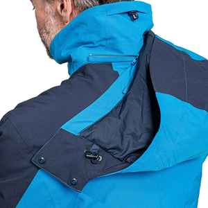 Men's Waterproof Hooded Puffer <b>Jacket</b> Blue Color Blocking Sporty Style Regular Fit Polyester Material Winter Outdoor Wear - Product Image 6