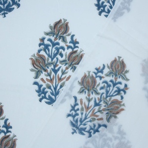 ผ้าพิมพ์ลายดอกไม้สไตล์อินเดียสำหรับเสื้อผ้าผ้าฝ้ายแท้ย้อมสีธรรมชาติ - Product Image 4