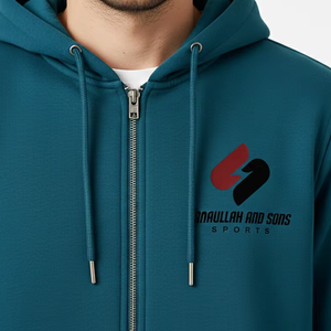 Sudadera con capucha para hombre, de algodón grueso, estilo oversize, holgada, informal, lisa, con cremallera completa, personalizable. - Product Image 4
