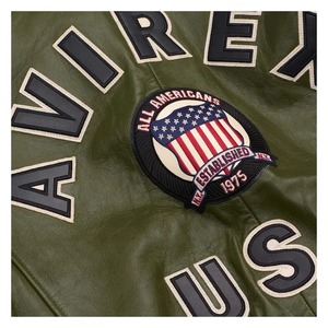 Veste bomber en cuir vert olive faite à la main, veste d'aviateur iconique pour homme - Product Image 4