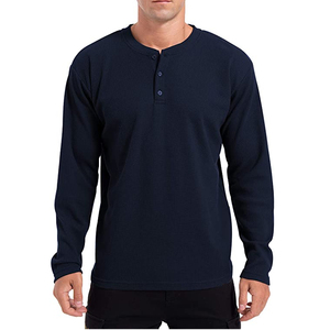 <b>Men's</b> full Sleeve Solid Color Cotton <b>Henley</b> <b>Shirt</b> O-Neck Regular Fit Casual Style Breathable Knitted Fabric - Product Image 1