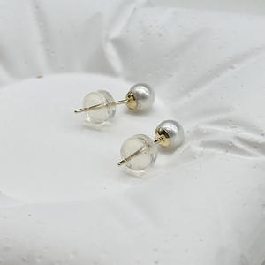 Pendientes de Perlas Redondas Naturales con Oro de 18K y Plata 925 - Product Image 3