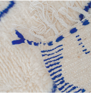 Tapis noué à la main de luxe marocain, blanc et bleu, avec coussinets antidérapants, pour prière, salon, hôtel, à poils longs, taille personnalisée - Product Image 3