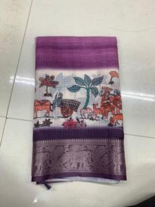 Sari Jacquard Kota CHACKS con estampado digital, corte 6.30, con pieza para blusa - Product Image 4