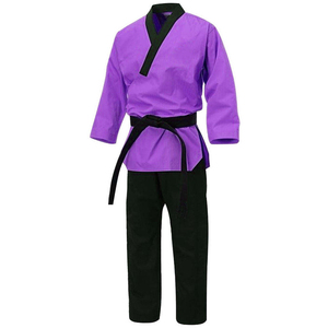Uniforme de Taekwondo Morado, Pantalones Negros con Cinturón Negro, Ropa de Artes Marciales Unisex, Equipo de Entrenamiento de Algodón Resistente - Product Image 4