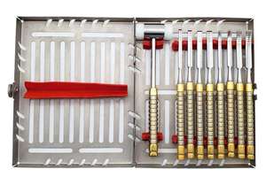 Meilleur Prix Kit de 9 outils de séparation osseuse : marteau, ostéotome, burin de séparation Tebbetts Ridge, pour greffe et sinus, certifié CE - Product Image 2