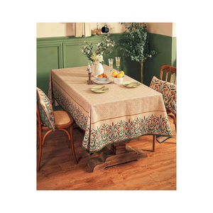 Nappe de table personnalisée 100% coton brodé Jacquard bleu 90x120 pouces séchage rapide lavable en machine idéal pour grande famille - Product Image 5