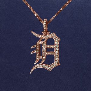 จี้ตัวอักษรเงินแท้ 925 ประดับมอสซาไนต์ ชุบทองคำสีกุหลาบ สร้อยคอแบบ Iced Out สำหรับทุกเพศ เหมาะสำหรับงานปาร์ตี้ - Product Image 2