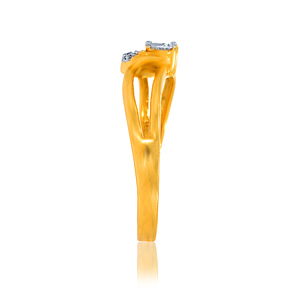 Heart <b>Moon</b> Diamond <b>Ring</b> 0.06 Ct Heart Shape Center Stone Round Cut Diamond Crescent <b>Moon</b> Design 10K 12K Gold <b>Ring</b> - Product Image 2